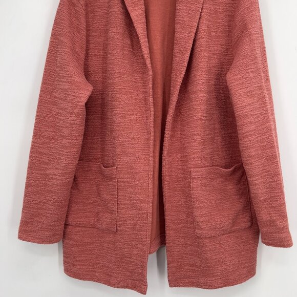 BB Dakota Women’s Open Front Blazer Cardigan Jacket Pink Textured Knit Pockets - Picture 3 of 10